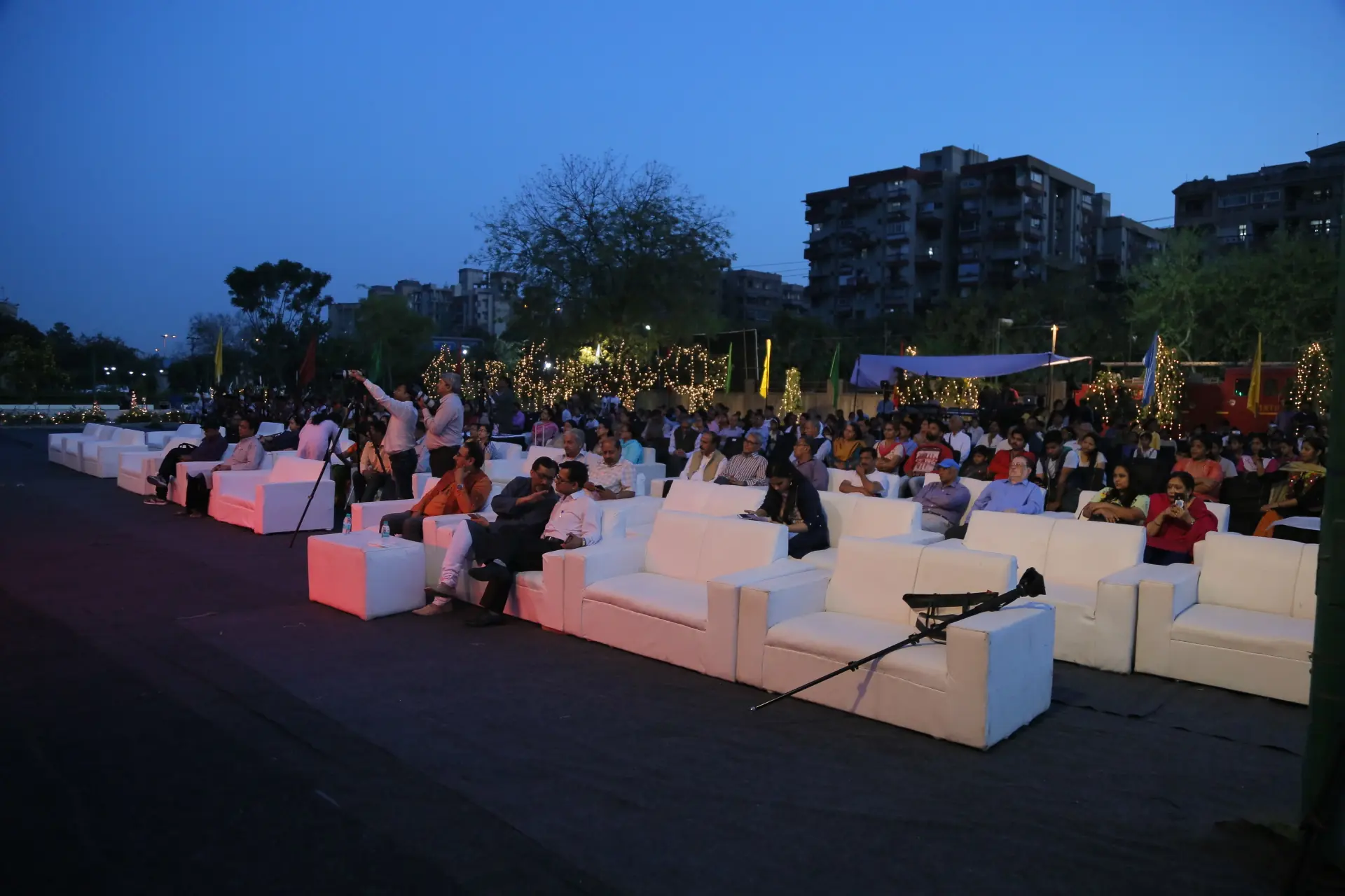 outdoor corporate event photography delhi audience evening function stage setup