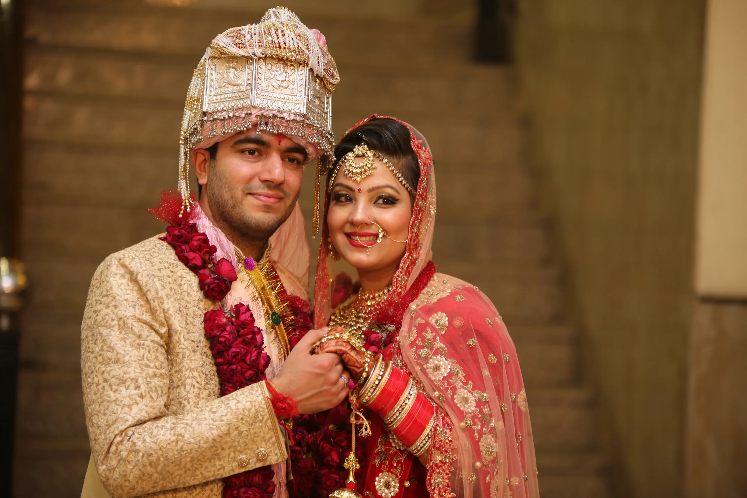 bride groom candid wedding portrait delhi traditional attire